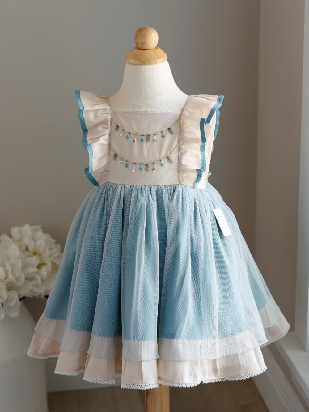 Well Dressed Wolf "Oh Holy Night" Dress Teal Khaki Cream Size 2T Like New - Picture 8 of 8